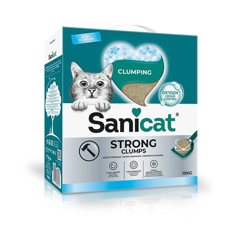 Sanicat Strong Clumps Ekstra Güçlü İnce Taneli Topaklanan Bentonit Kedi Kumu 10 LT | SRC: Barcode: 8411514806453